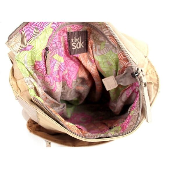 THE SAK BEIGE BROWN GENUINE LEATHER CONVERTIBLE BACKPACK SHOULDER BAG X-BODY - Picture 9 of 16